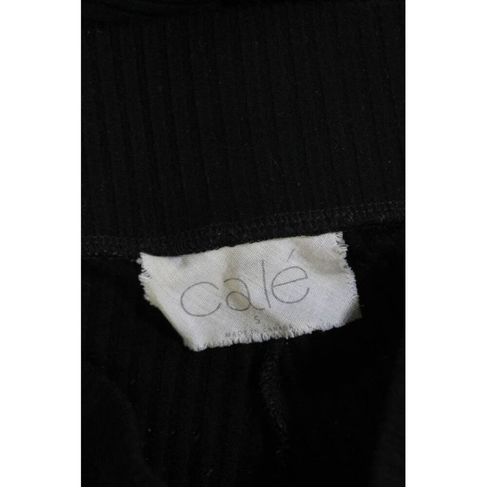 Cale Womens Cotton Ribbed Knit Stripe Hood Casual Top Pants Set Black Size L - Picture 10 of 10
